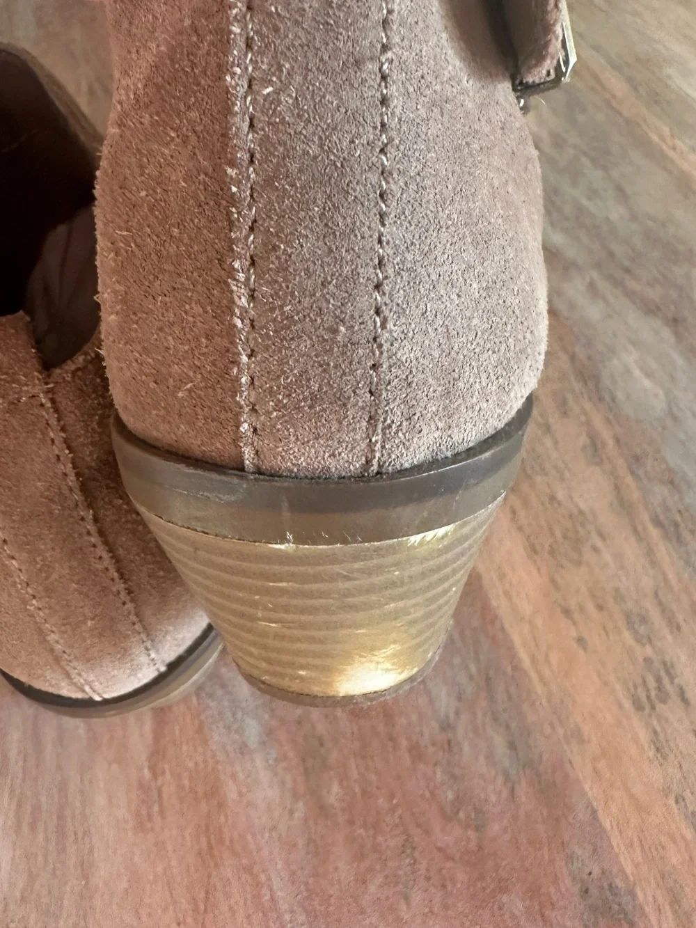 Sonoma Genuine Suede Ankle Booties Women’s Size 6.5 Taupe Side Zip Buckle
